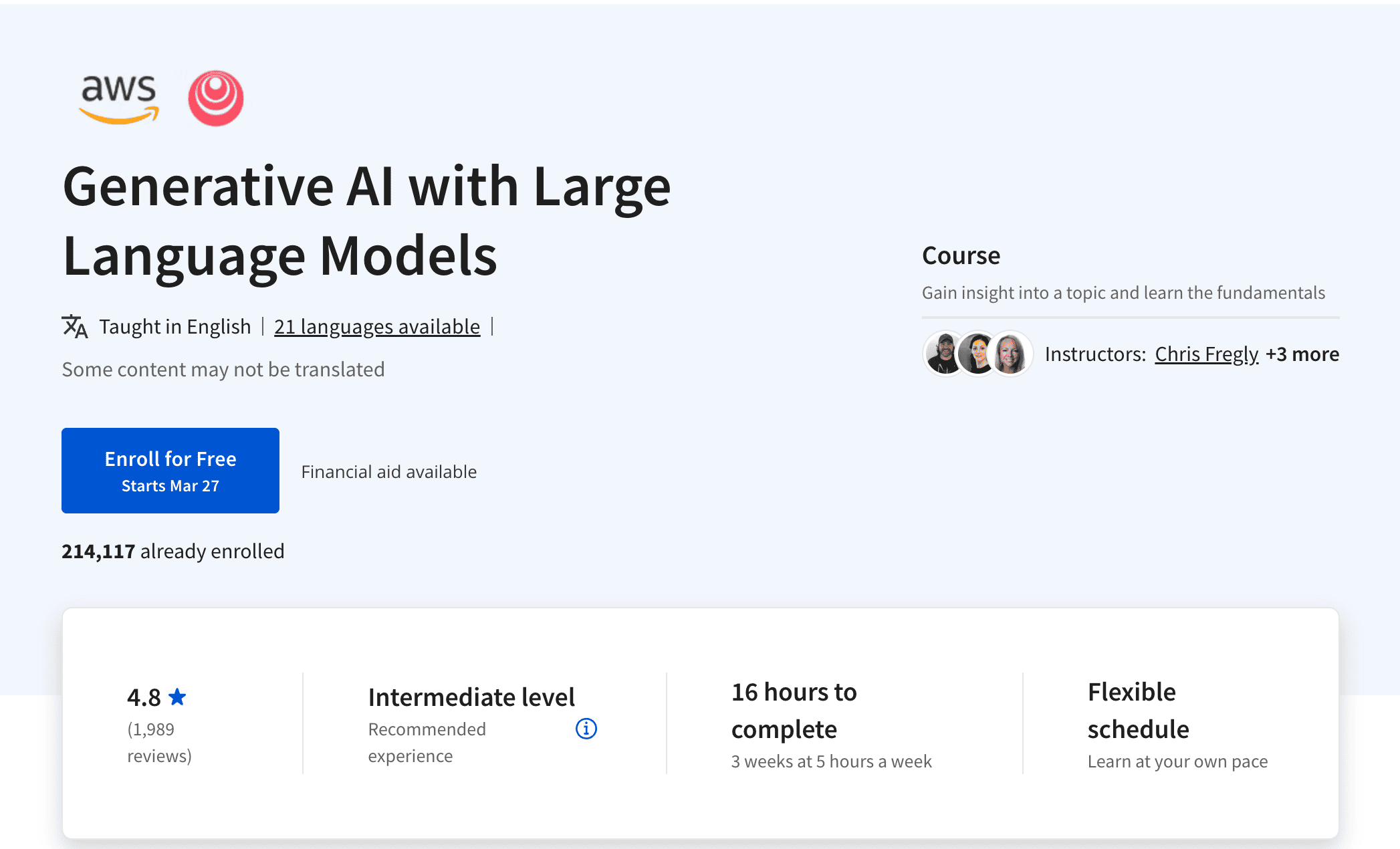 Generative AI with Large Language Models (AWS and DeepLearning.ai)